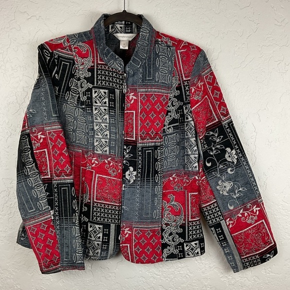 Christopher & Banks Jackets & Blazers - Women’s Christopher & Banks Zip Up Mandarin Collar Tapestry Jacket Size Medium